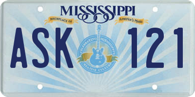 MS license plate ASK121