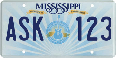 MS license plate ASK123