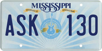 MS license plate ASK130