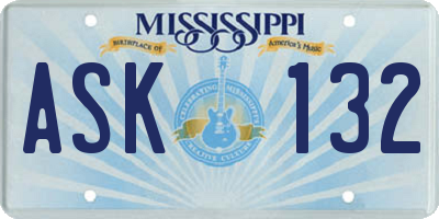 MS license plate ASK132