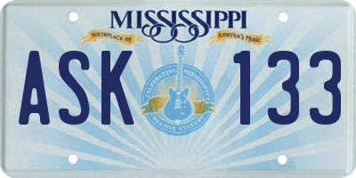 MS license plate ASK133