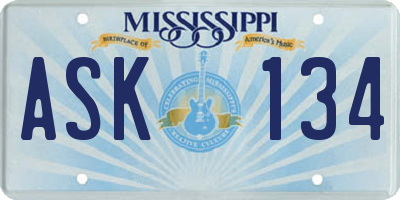 MS license plate ASK134
