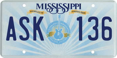 MS license plate ASK136
