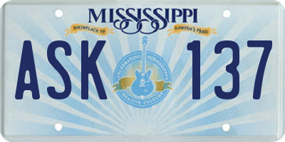 MS license plate ASK137