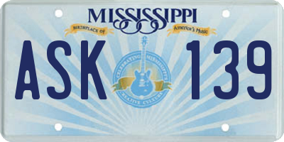 MS license plate ASK139