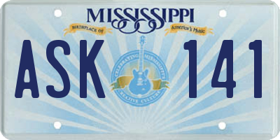 MS license plate ASK141