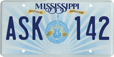 MS license plate ASK142