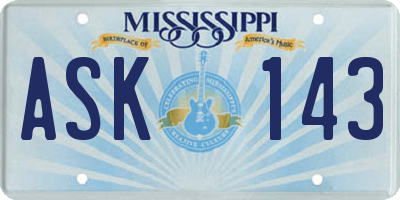 MS license plate ASK143
