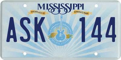 MS license plate ASK144