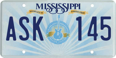 MS license plate ASK145
