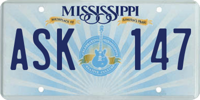 MS license plate ASK147