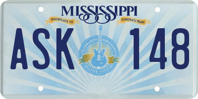 MS license plate ASK148