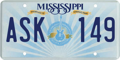MS license plate ASK149