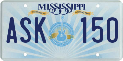 MS license plate ASK150
