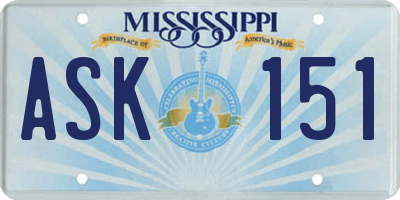 MS license plate ASK151