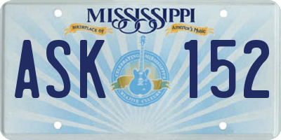 MS license plate ASK152