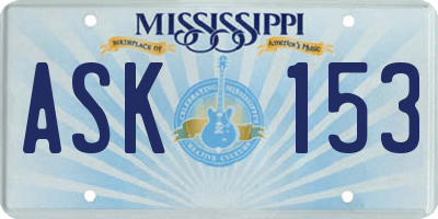 MS license plate ASK153