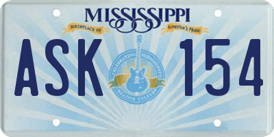 MS license plate ASK154