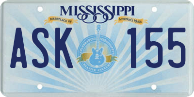 MS license plate ASK155