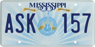 MS license plate ASK157