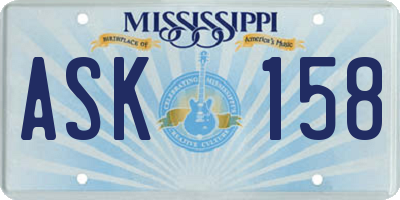 MS license plate ASK158