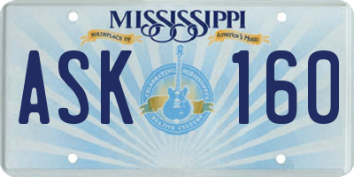 MS license plate ASK160