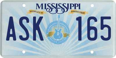 MS license plate ASK165