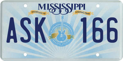 MS license plate ASK166