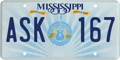 MS license plate ASK167