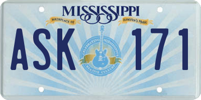 MS license plate ASK171
