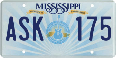 MS license plate ASK175