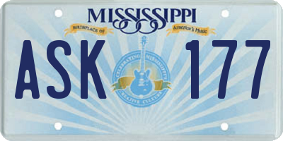 MS license plate ASK177