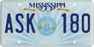 MS license plate ASK180