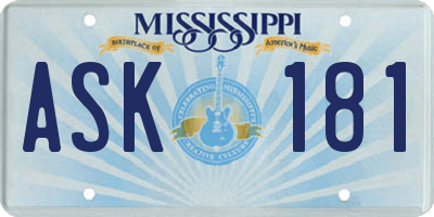 MS license plate ASK181