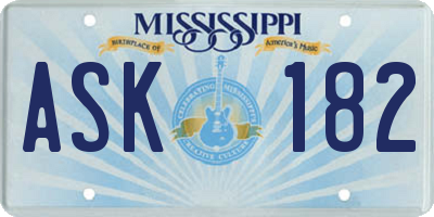 MS license plate ASK182