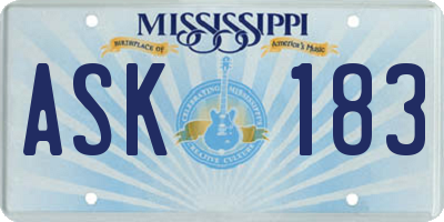 MS license plate ASK183
