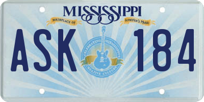 MS license plate ASK184