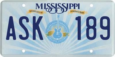 MS license plate ASK189