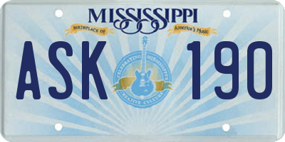 MS license plate ASK190