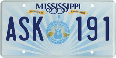 MS license plate ASK191