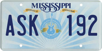 MS license plate ASK192