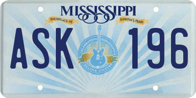 MS license plate ASK196