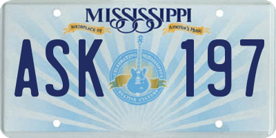MS license plate ASK197