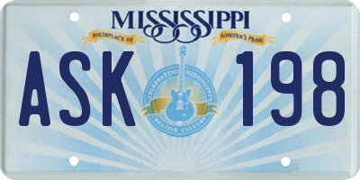 MS license plate ASK198