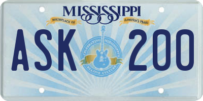 MS license plate ASK200