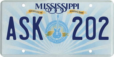 MS license plate ASK202