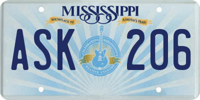 MS license plate ASK206