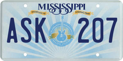 MS license plate ASK207