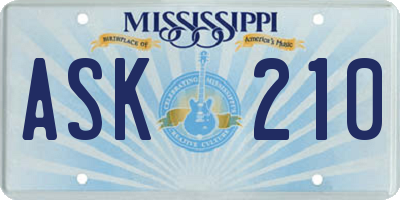 MS license plate ASK210