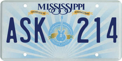 MS license plate ASK214
